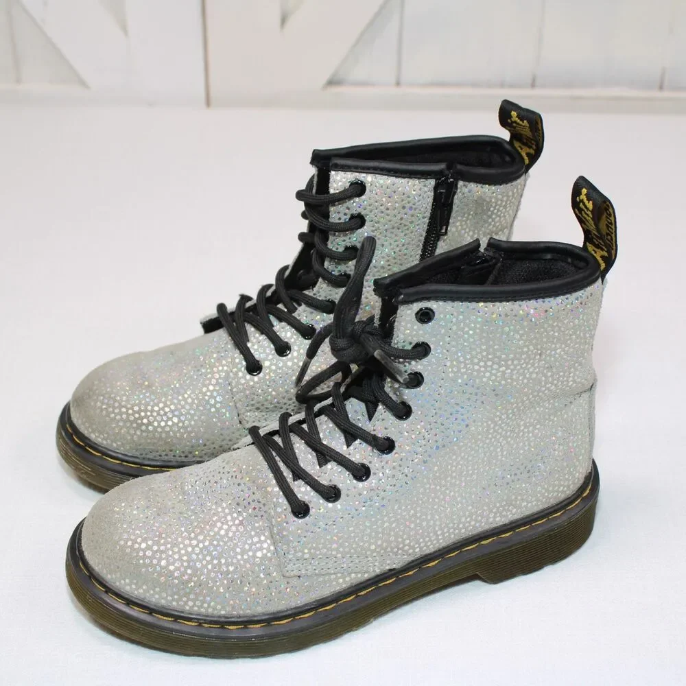 Dr Martens Kids Size 3 US Airwalk Leather Sparkle Combat Boots 1460 J